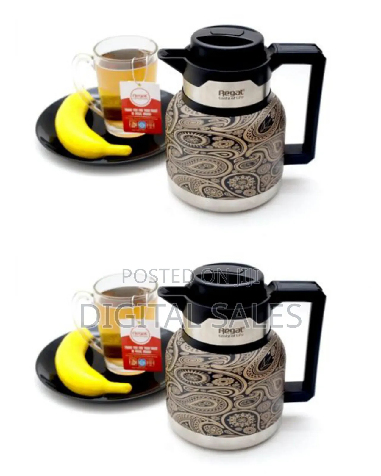 Regal 1litre Stainless Steel Double Wall Vacuum Flask Jug With Plasti0