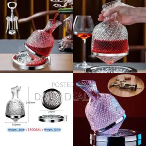 Spinning Decanter for Whisky, Wine, 1500ml Crystal Glass Wine Decanter
