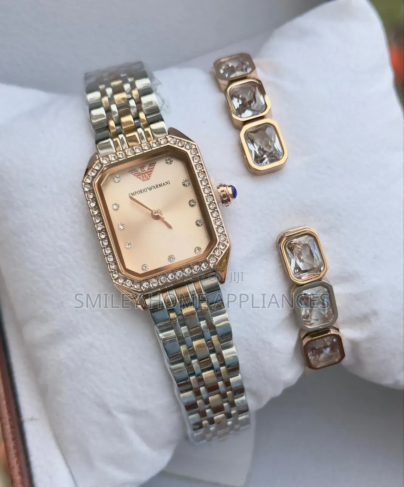 Rose Gold Face Emporio Armani Women's Wrist Analog Wrist Time Piece