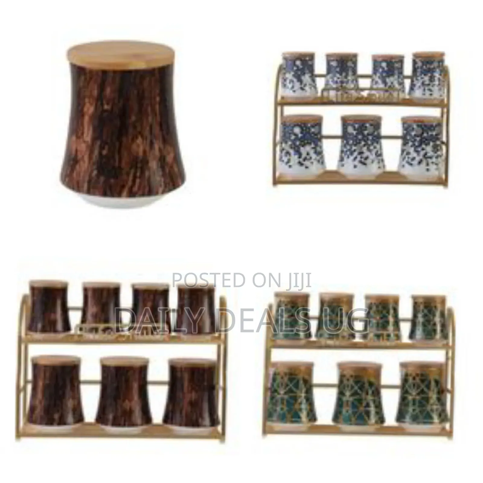 Life Smile 7 Piece Ceramic Sugar Bowl Coffee Tea Canister Storage