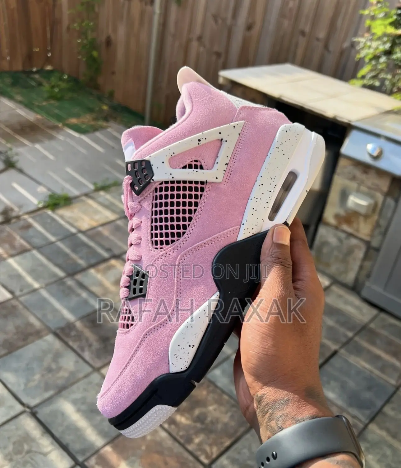 New Classic Unisex Pink Suede Air Jordan 4 Retro Sneakers