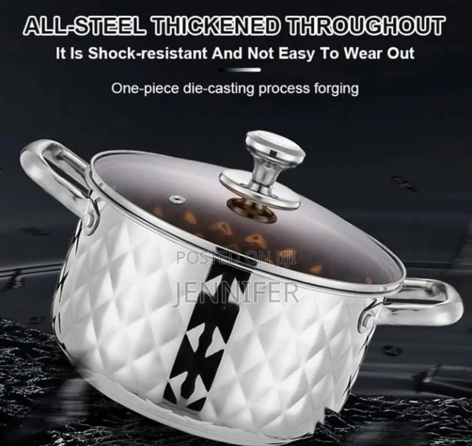 Stainless Steel Diamond Pattern Cookware Set With Lids
