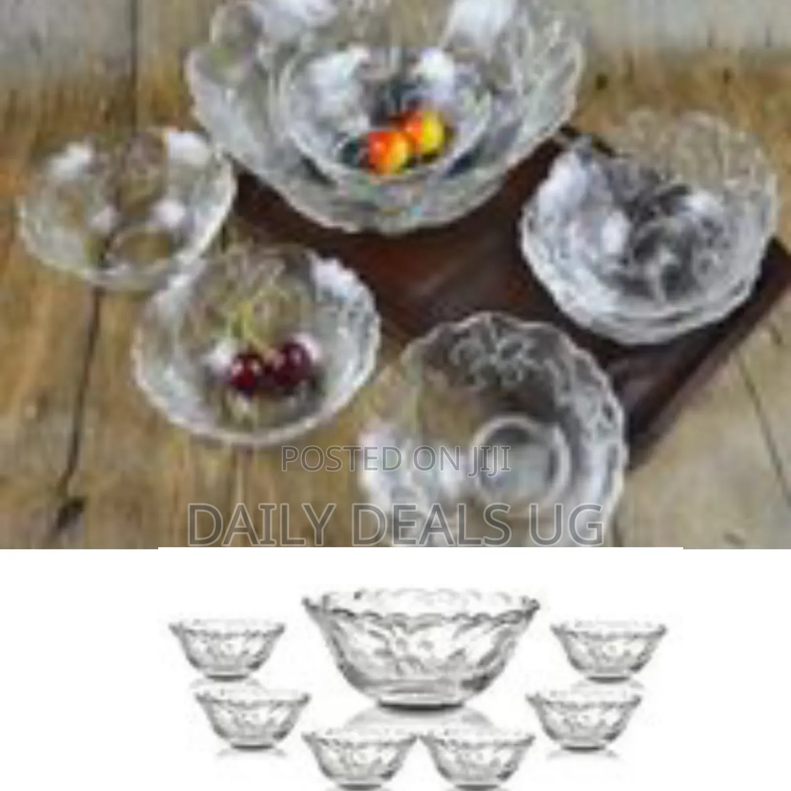 7 Piece Fruit Salad Serving Dishes/Bowls Set-Colourless