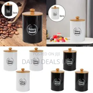 3 Piece Tea Sugar Coffee Canister Sealed Jar Storage Container Cans