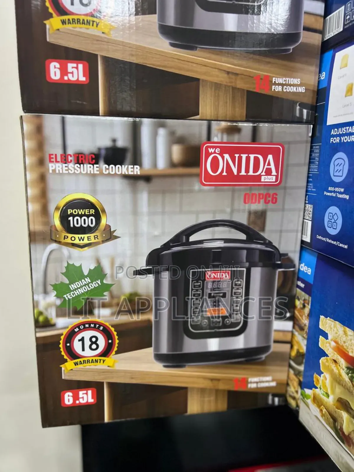 Onida Pressure Cooker 6.5l With 18months Warranty, Strong Pan.