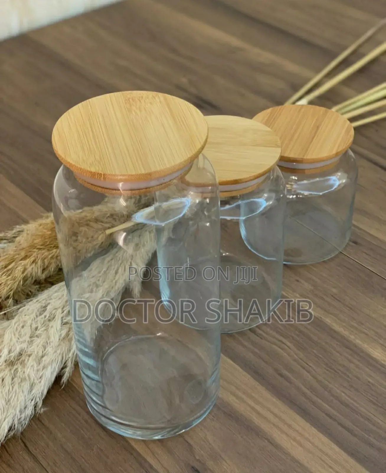 Unique Glass Jar Set With Bamboo Airtight Lids