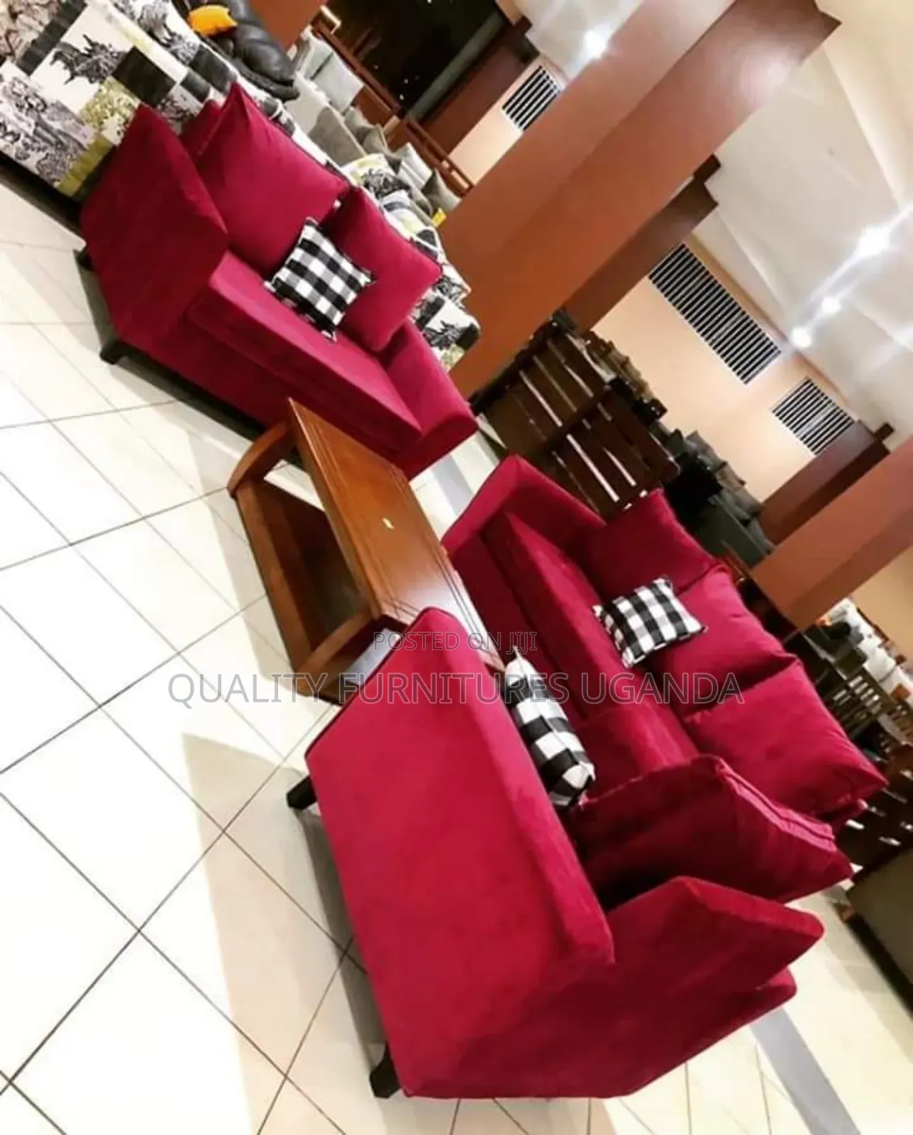 Maroon 6 Seater Sofa Set
