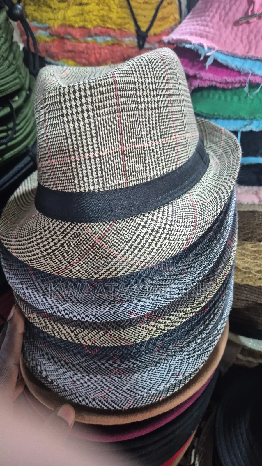 Plaid Printed Summer Cowboy Sun Hat Wide Brim Travel Sun Cap