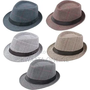Plaid Printed Summer Cowboy Sun Hat Wide Brim Travel Sun Cap