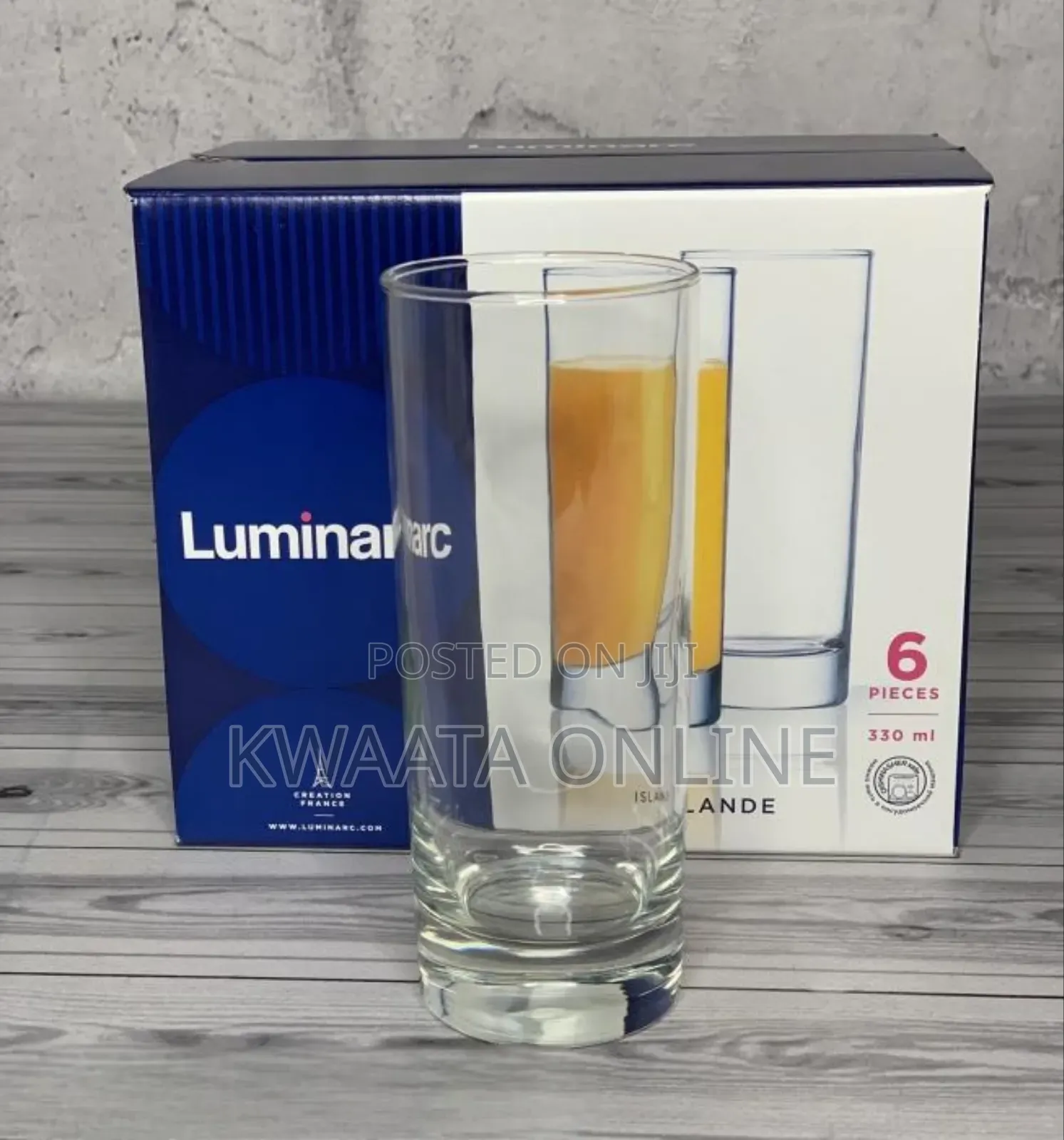 Luminarc High Ball Tumbler Drink Glasses 330ml Islande, Pack of 6