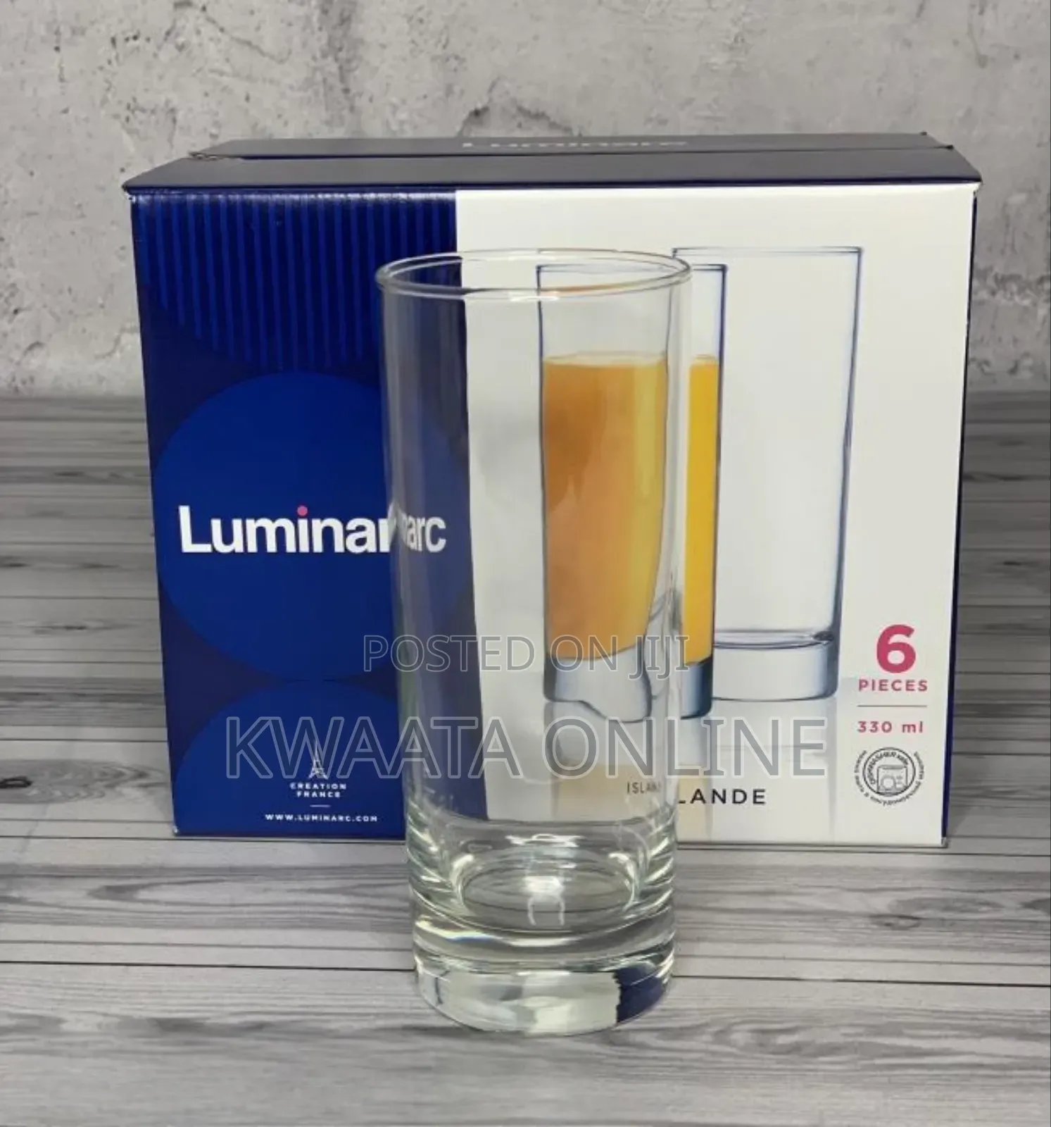Luminarc High Ball Tumbler Drink Glasses 330ml Islande, Pack of 6
