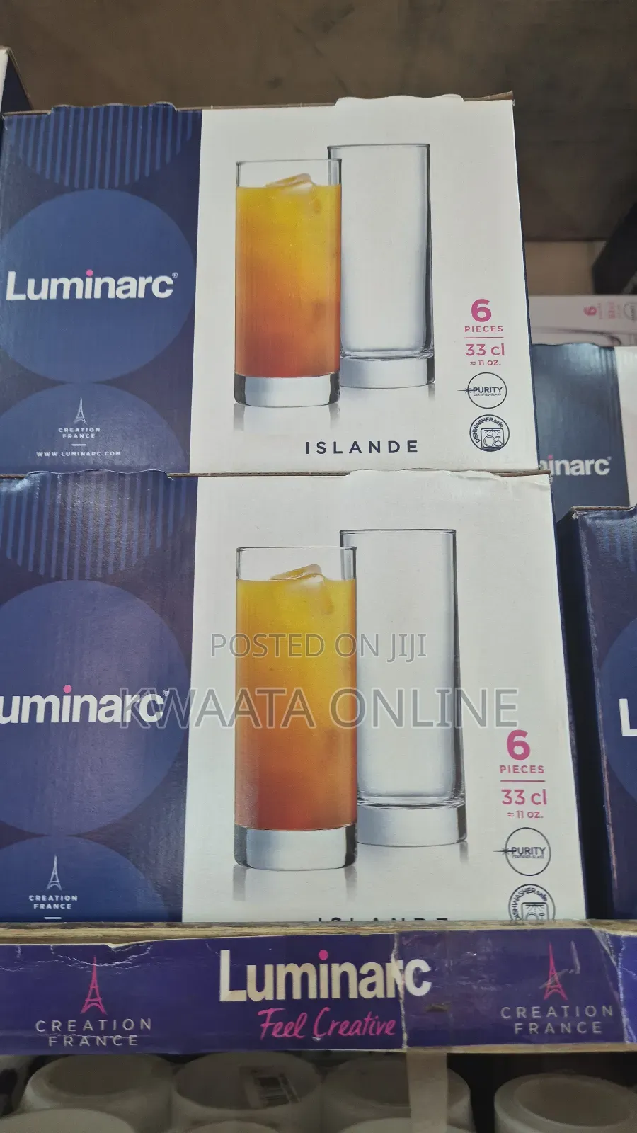 Luminarc High Ball Tumbler Drink Glasses 330ml Islande, Pack of 6
