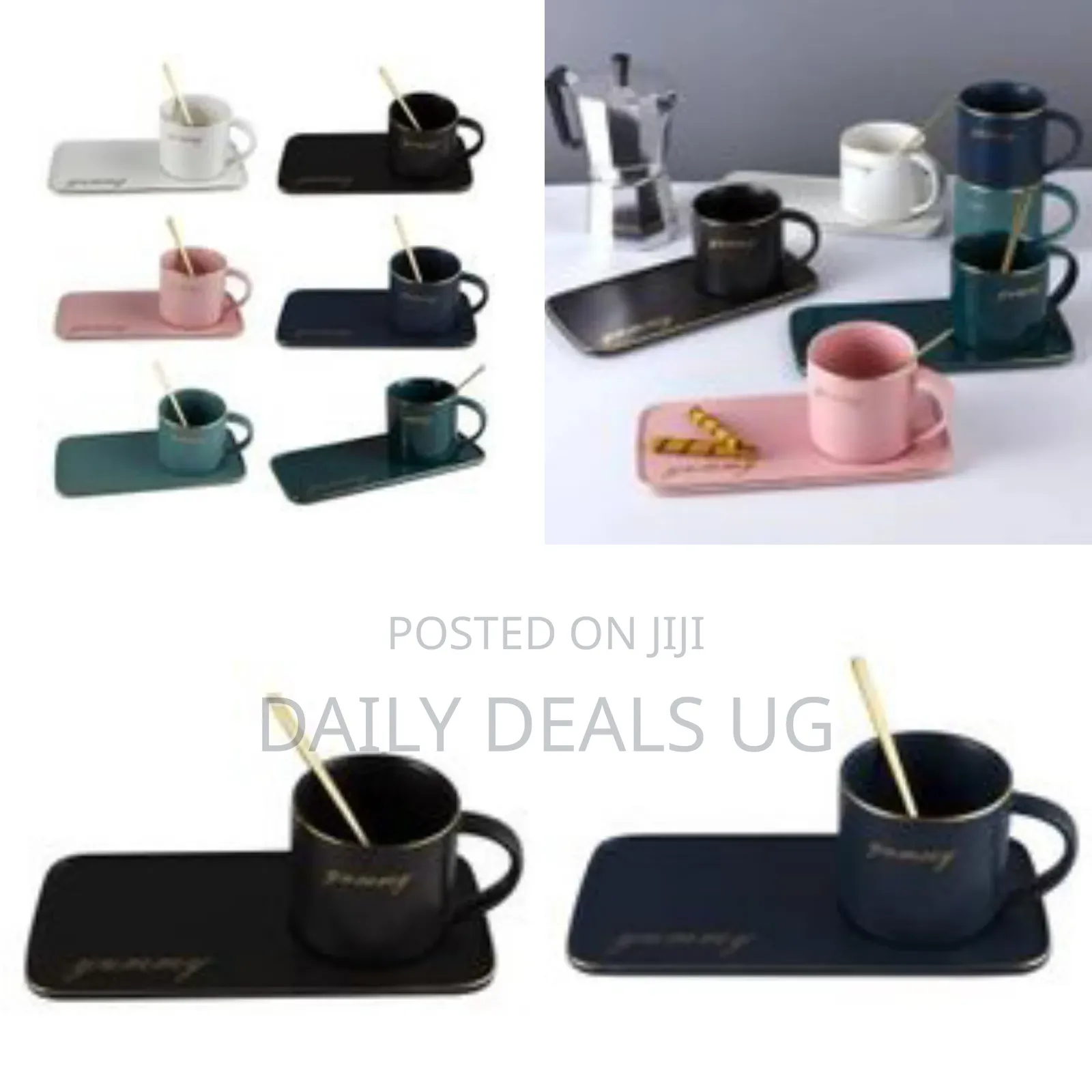 Ceramic Coffee Cup Tumbler Tray Cappuccino Cup Saucer Set Side Style