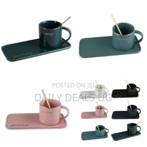 Ceramic Coffee Cup Tumbler Tray Cappuccino Cup Saucer Set Side Style