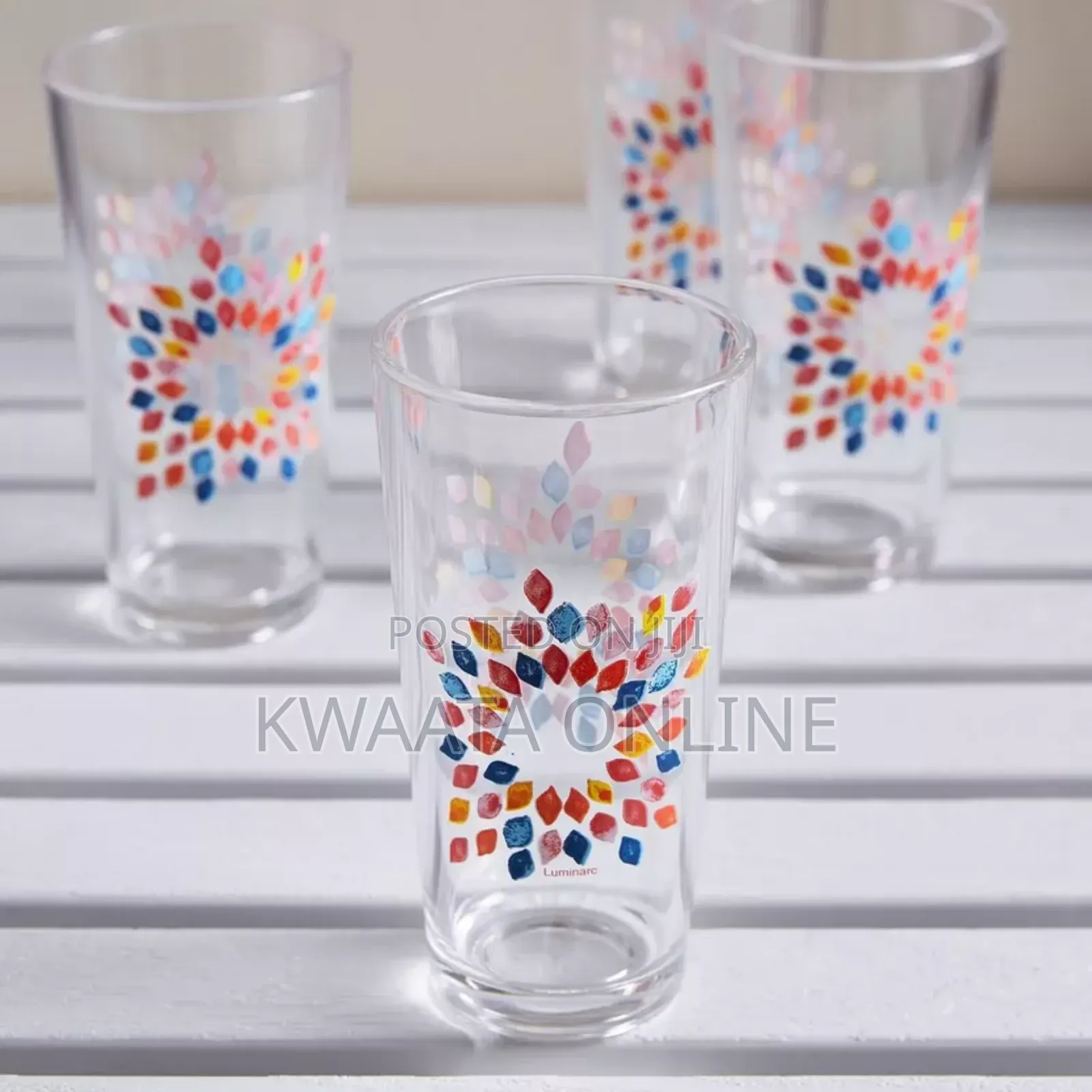 6 Piece Luminarc Aqua Flashy Leaves Highball Tumbler Set - 270 Ml