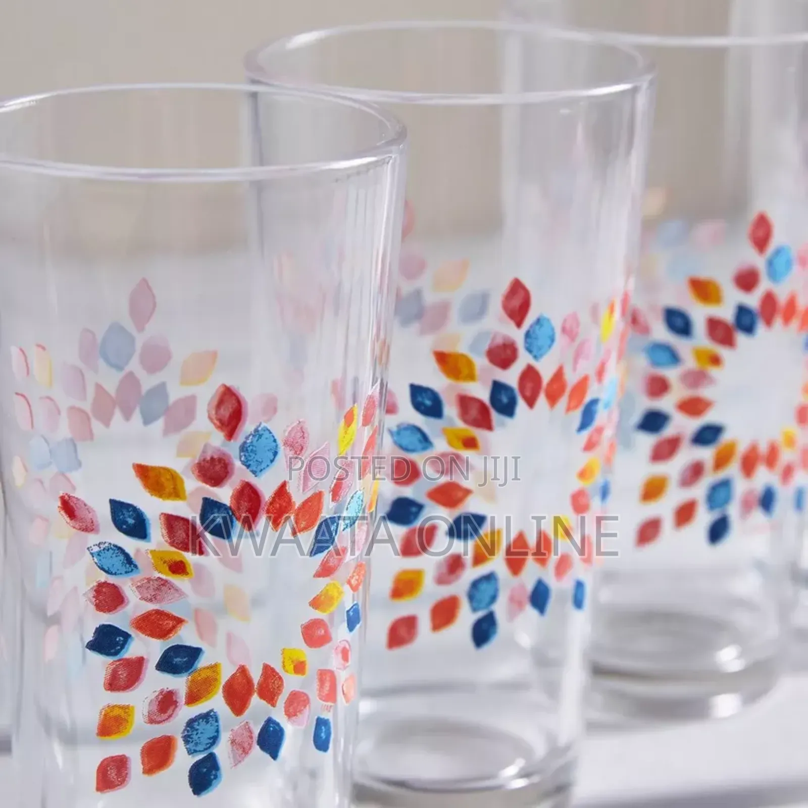 6 Piece Luminarc Aqua Flashy Leaves Highball Tumbler Set - 270 Ml