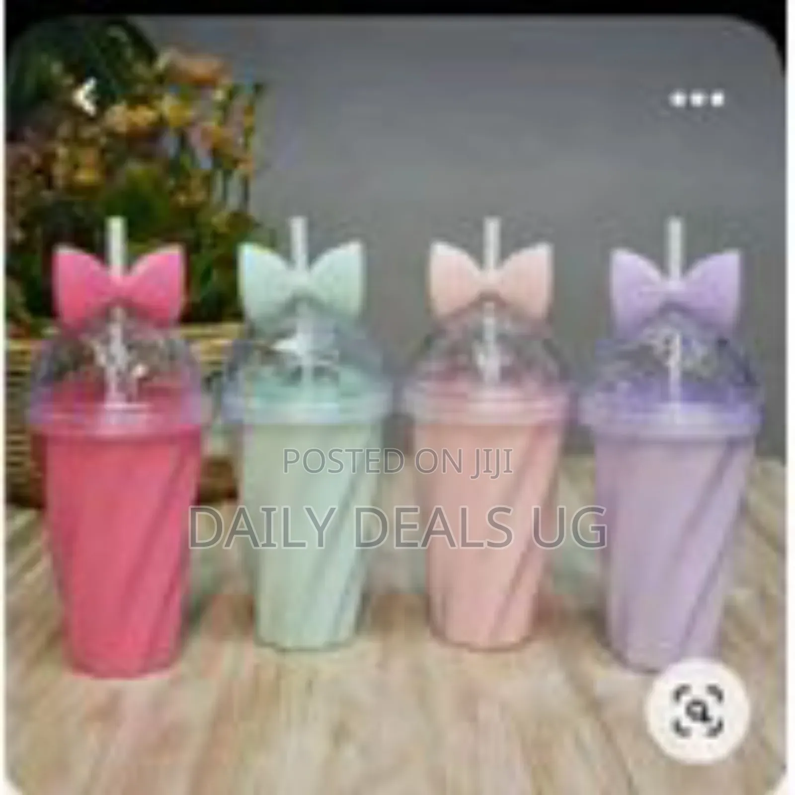 1 Pc Reusable Tumbler Juice Cup Water Bottle With Straw -Yellow