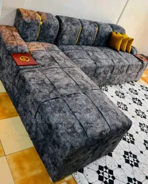 Patched Gray 5 Seater Lsofa
