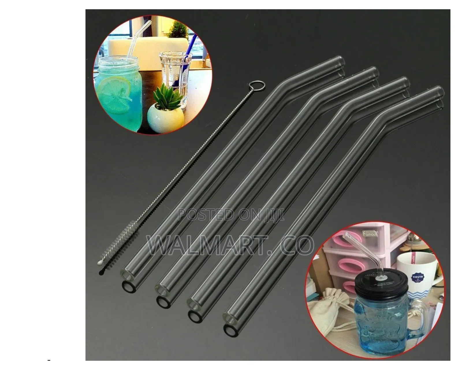 A Set of 6 Glass Straws and a Washer