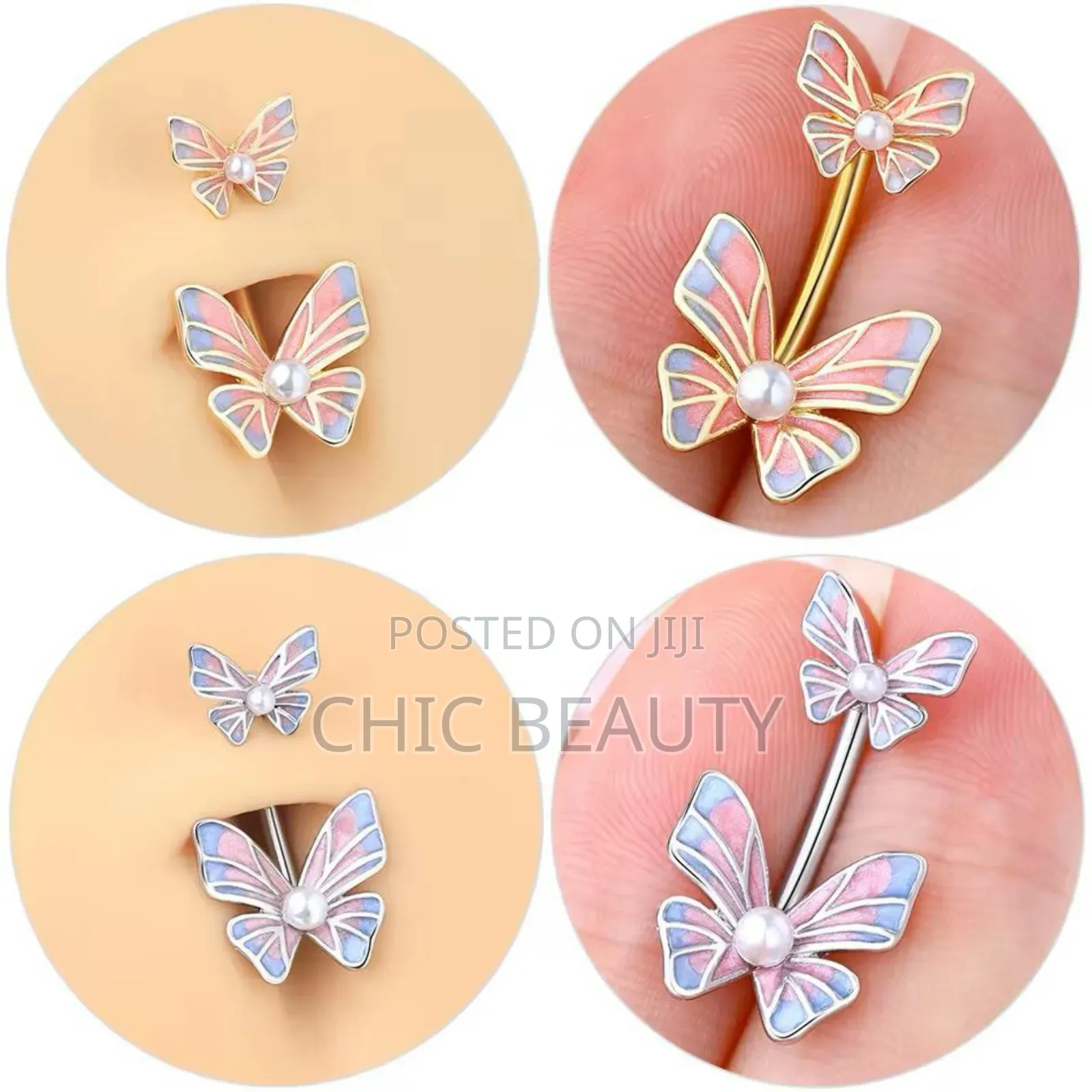 Cute Butterfly Belly Button Jewelry Different Colors Stainless Steel