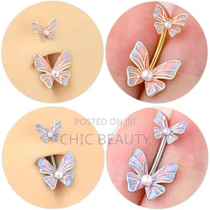 Cute Butterfly Belly Button Jewelry Different Colors Stainless Steel