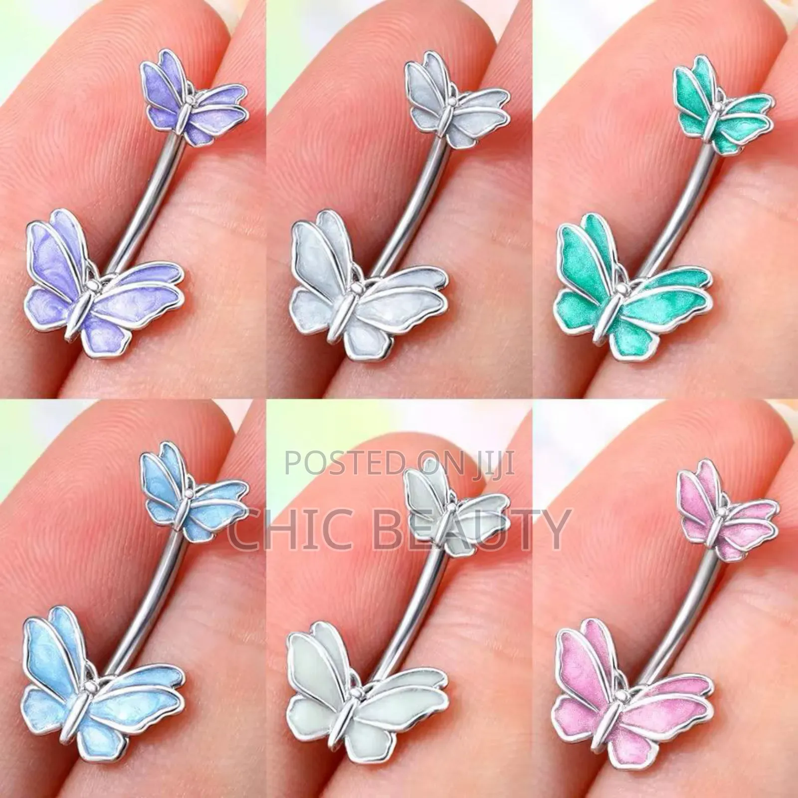 Cute Butterfly Belly Button Jewelry Different Colors Stainless Steel