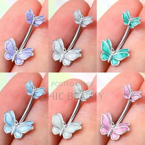Cute Butterfly Belly Button Jewelry Different Colors Stainless Steel