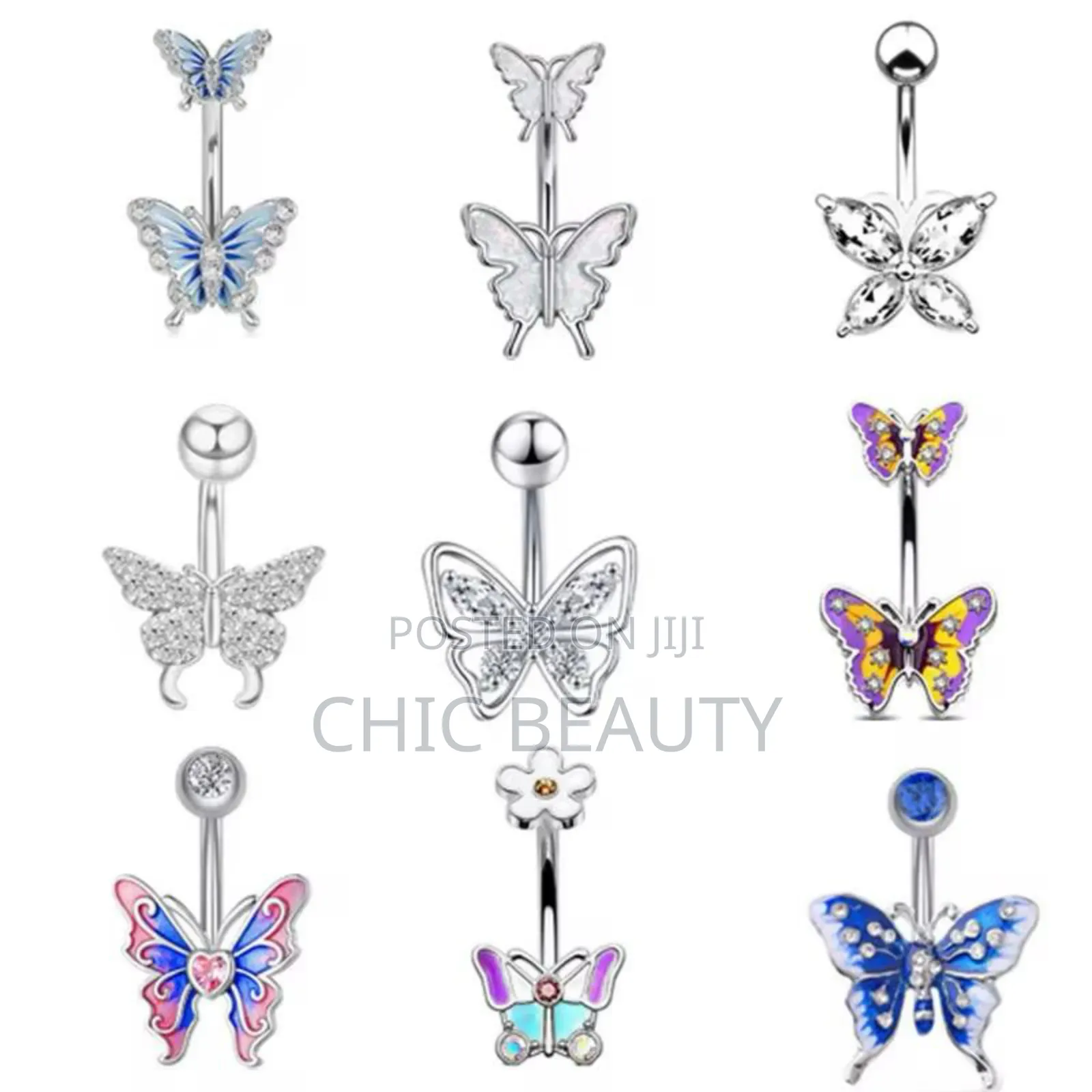 Cute Butterfly Belly Button Jewelry Different Colors Stainless Steel