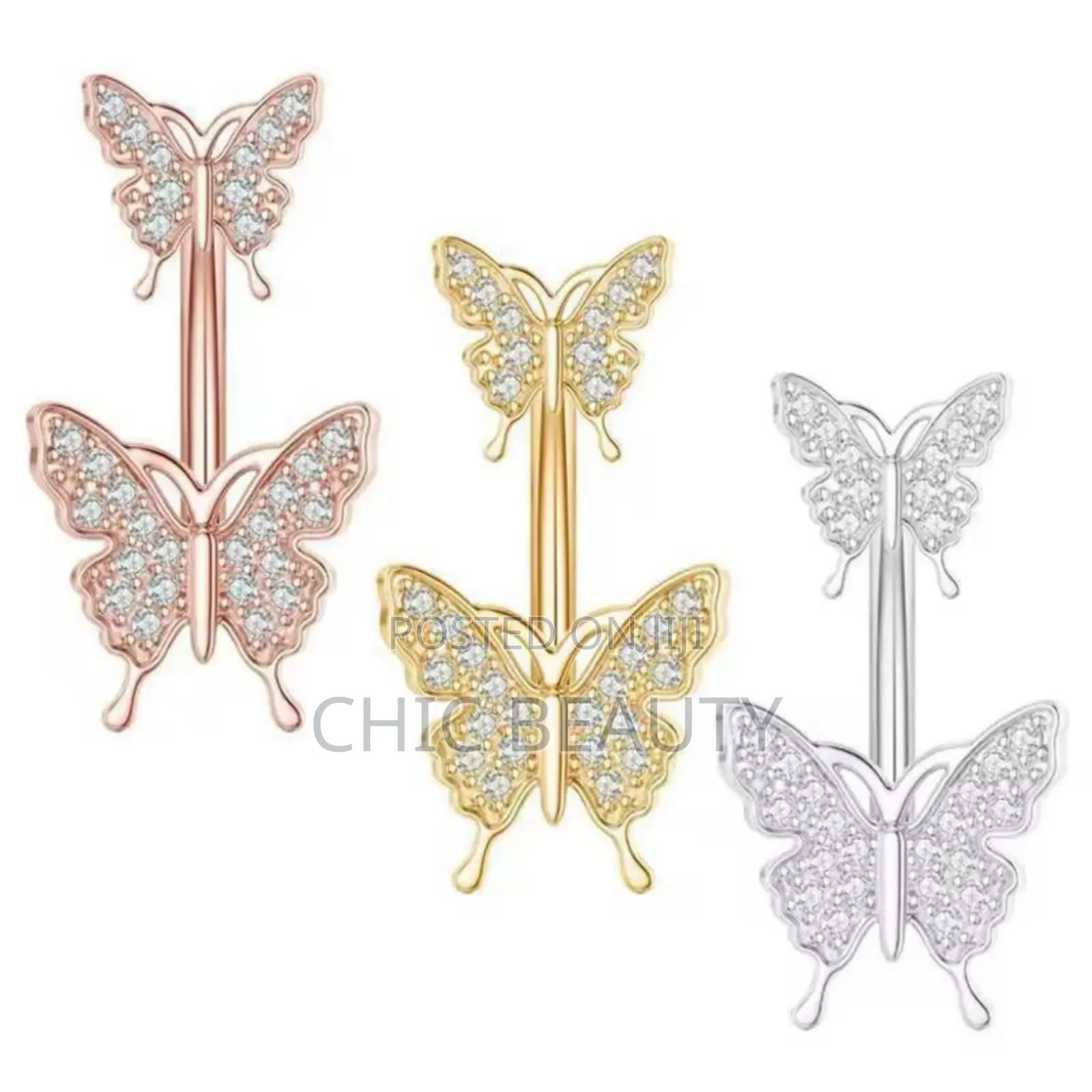 Cute Butterfly Belly Button Jewelry Different Colors Stainless Steel