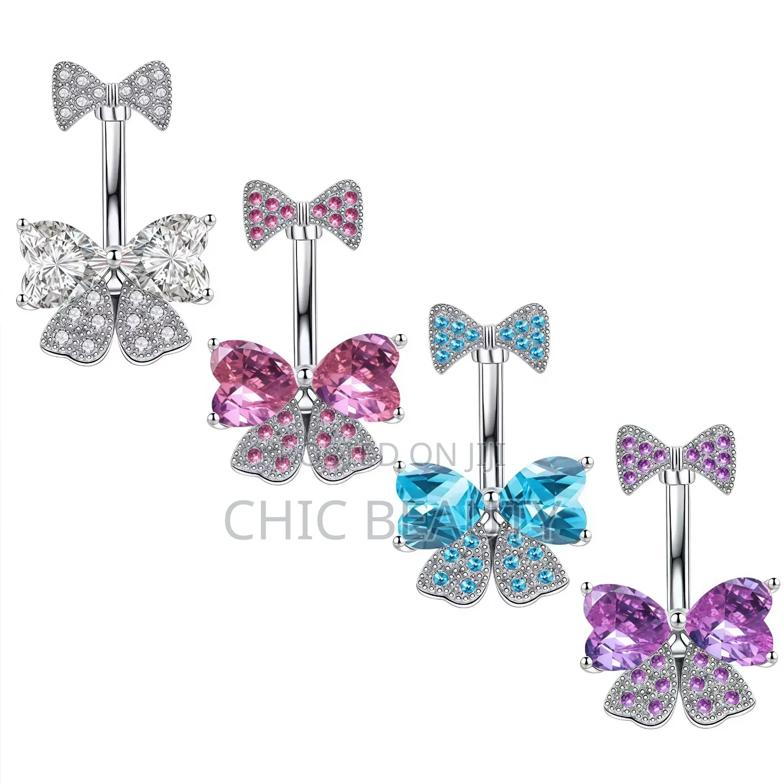 Cute Butterfly Belly Button Jewelry Different Colors Stainless Steel