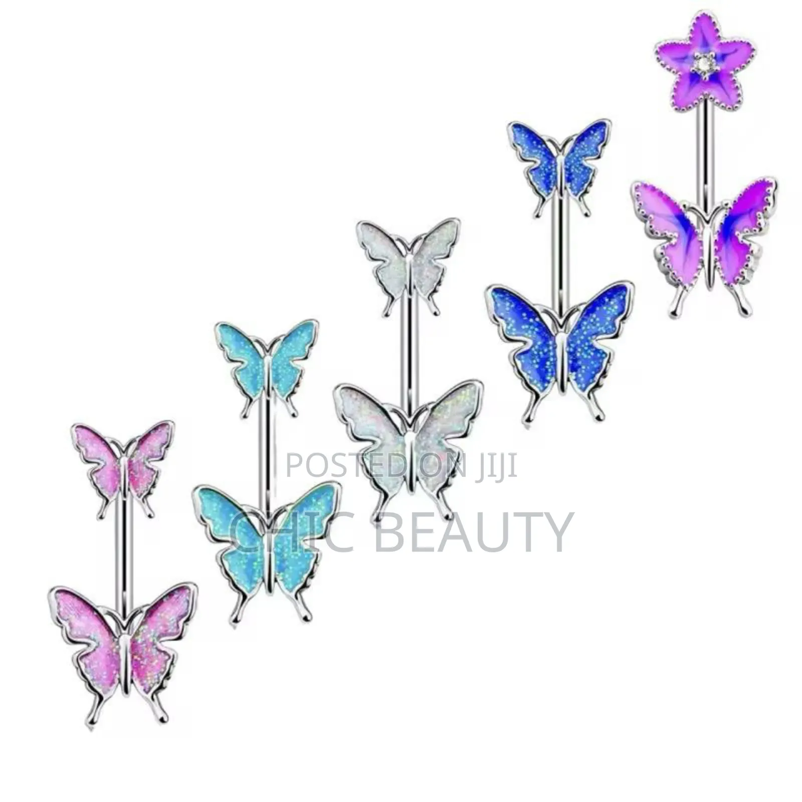 Cute Butterfly Belly Button Jewelry Different Colors Stainless Steel