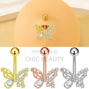 Cute Butterfly Belly Button Jewelry Different Colors Stainless Steel