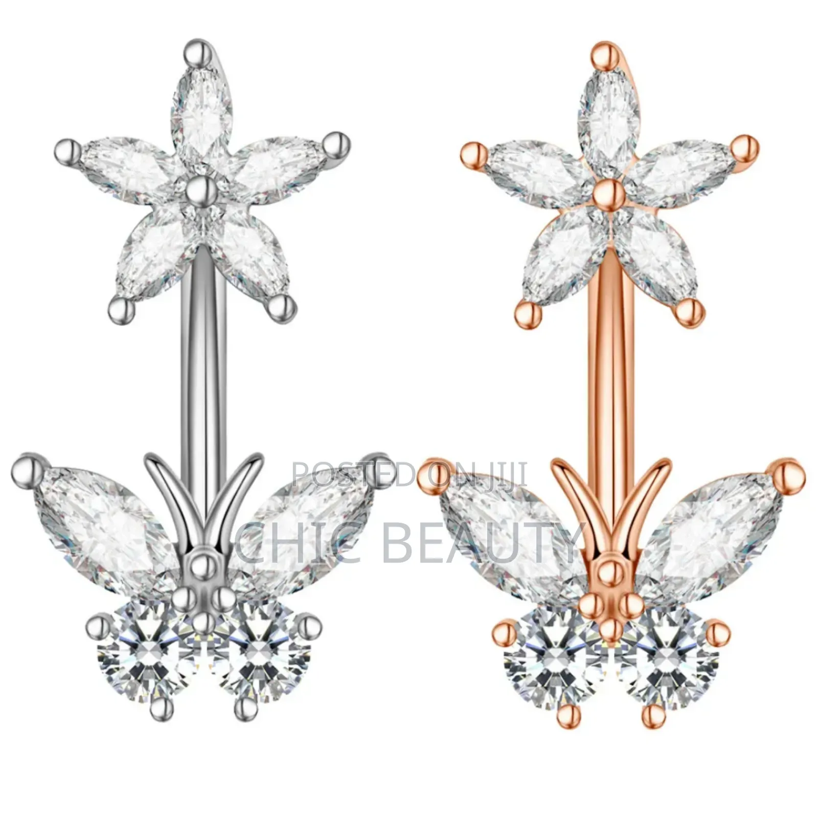 Cute Butterfly Belly Button Jewelry Different Colors Stainless Steel