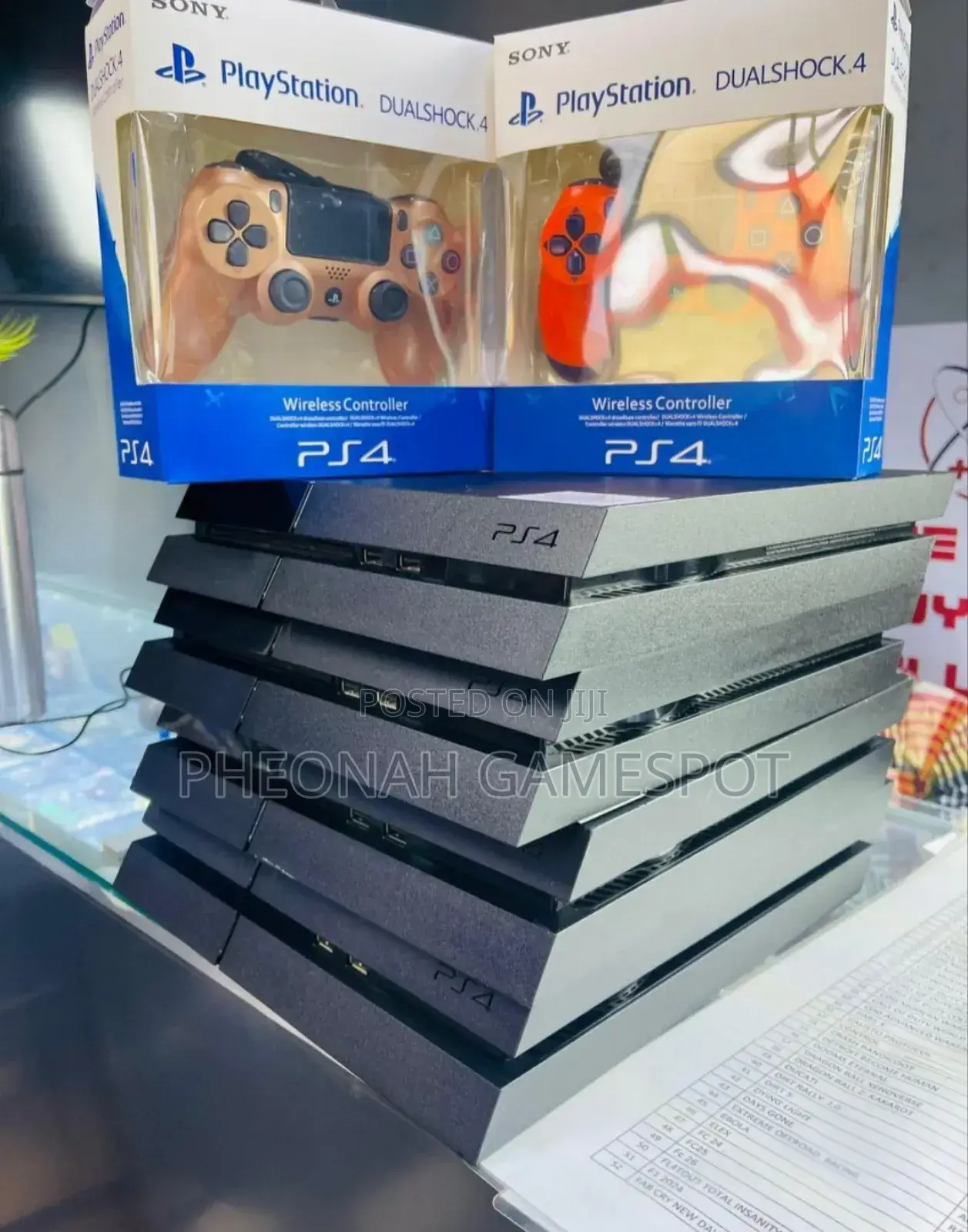 Black Playstation 4 Standard. Mint Condition With 10 Soft Copy Games