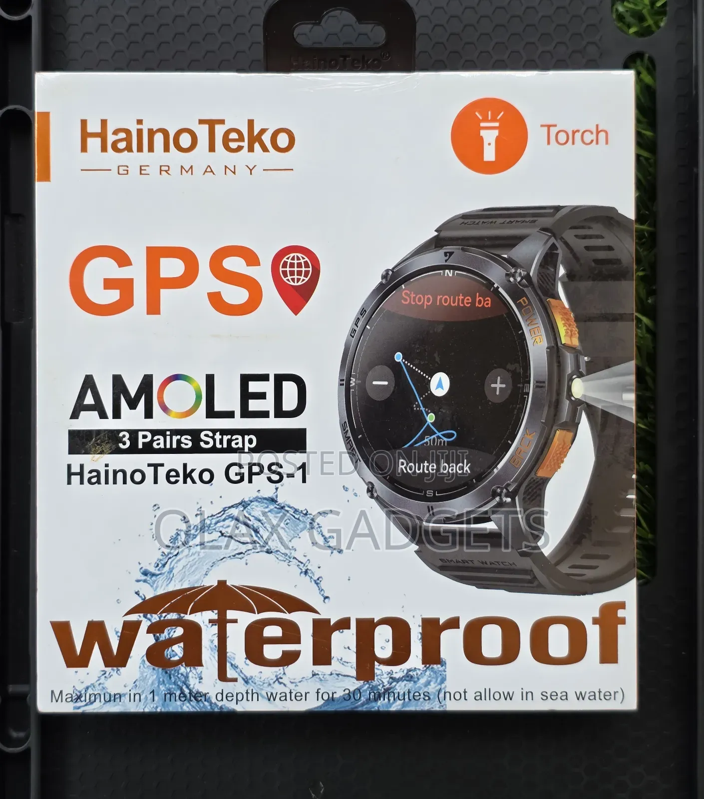 Hainoteko Gps1 Waterproof Smartwatch With GPS Amoled Inbuit Torch