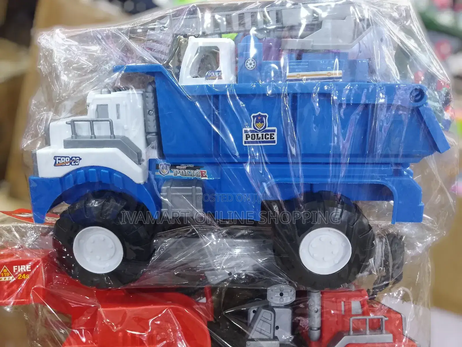 Fire / Police Heavy Duty Truck Toys for Kids - Manually Pushed