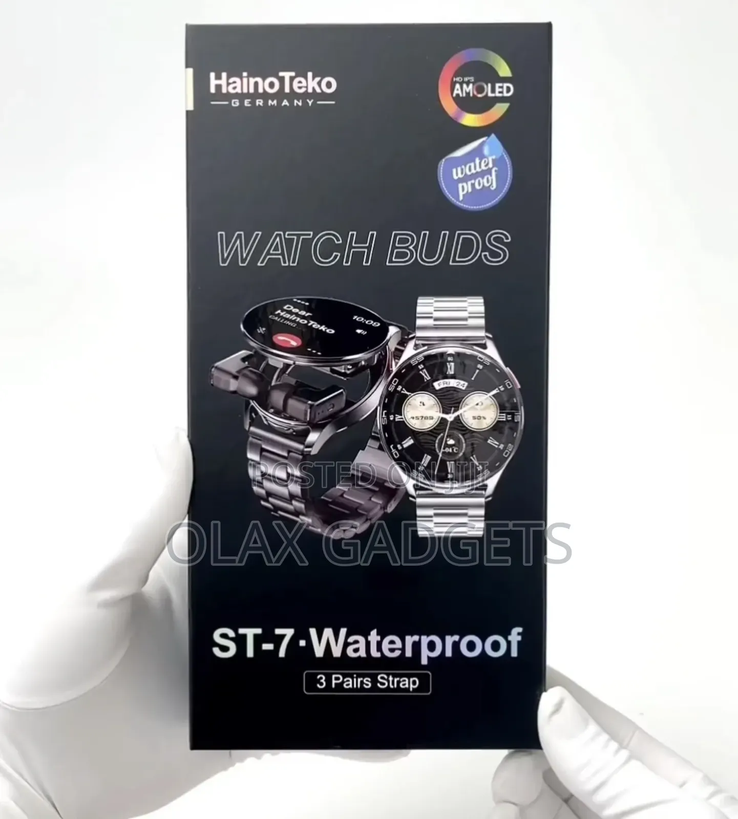 Hainoteko St-7 Waterproof Smart Watch With Earbuds Large Amoled Screen