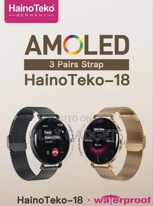 Hainoteko-18 Waterproof Smart Watch With Round Shape Amoled 3 Straps