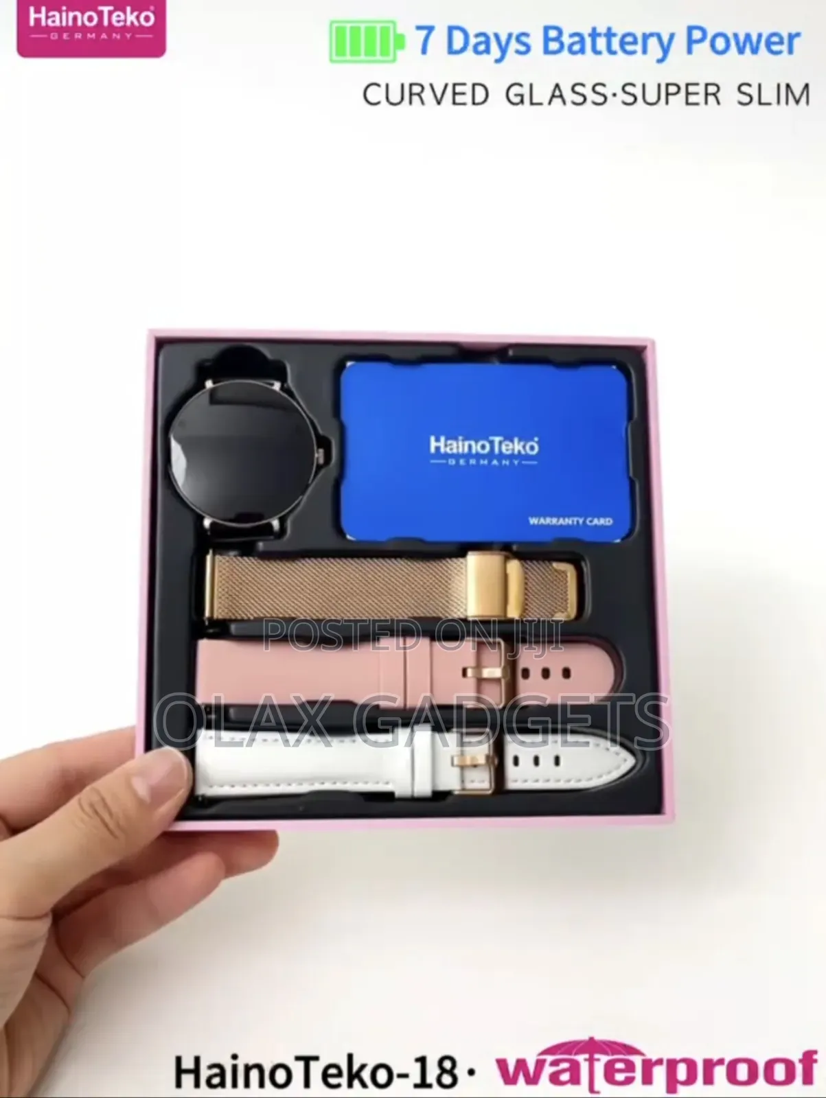 Hainoteko-18 Waterproof Smart Watch With Round Shape Amoled 3 Straps