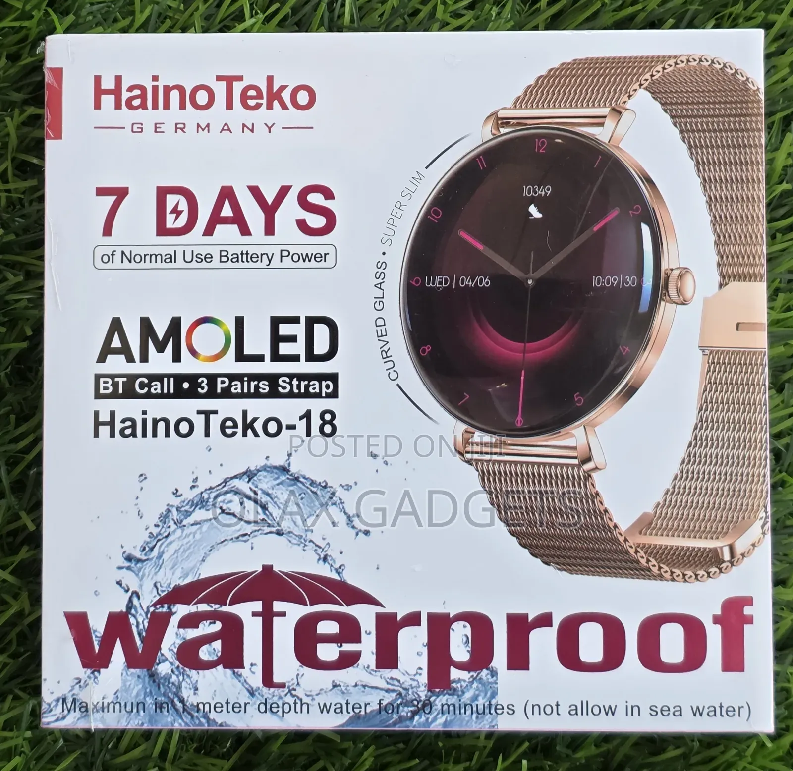Hainoteko-18 Waterproof Smart Watch With Round Shape Amoled 3 Straps
