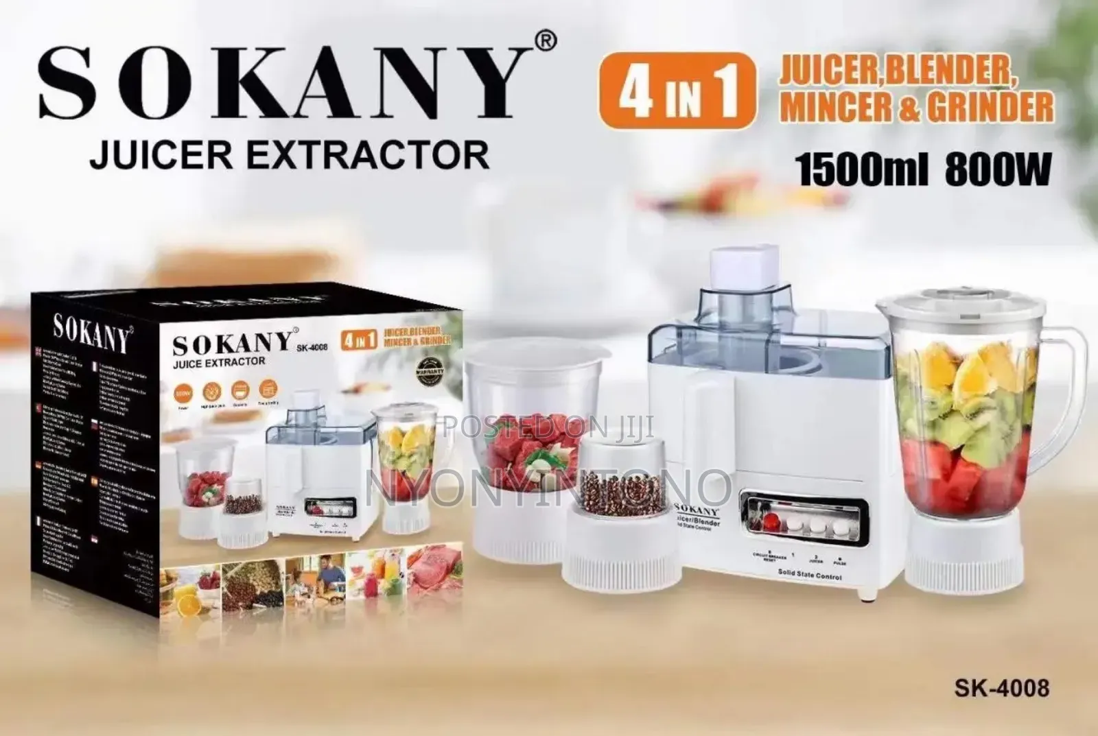 Sokany 4 in 1 Juicer, Blender, Chopper Grinder With 2yrs Warrantee