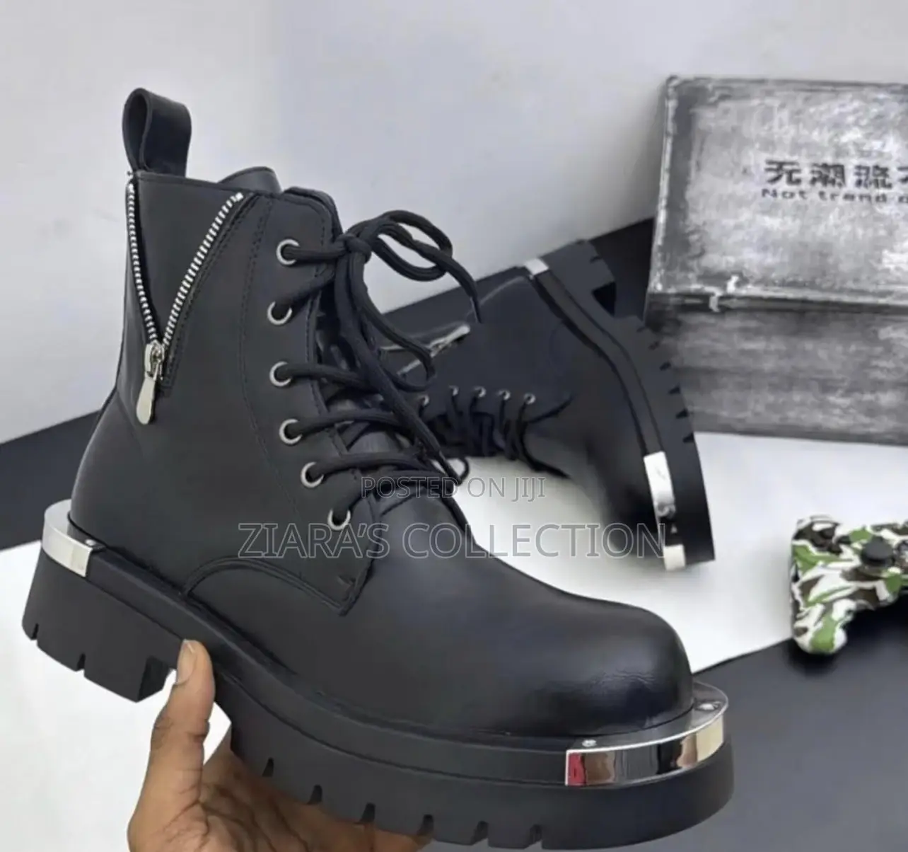 Balenciaga Tractor Black Men’S Ankle Boots With Leather