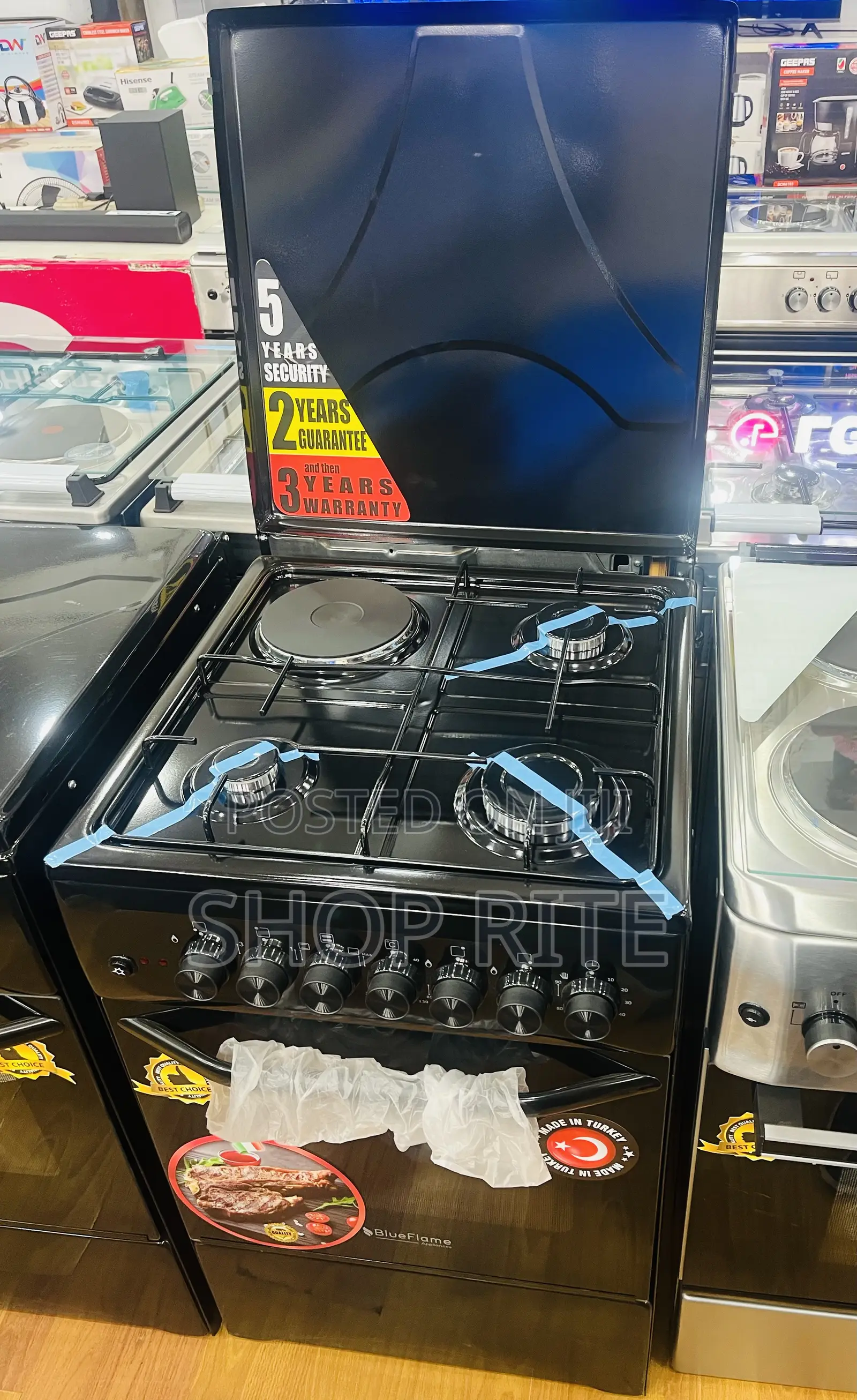 Blueflame 3 Gas 1 Electric Black Cooker With Metallic Top