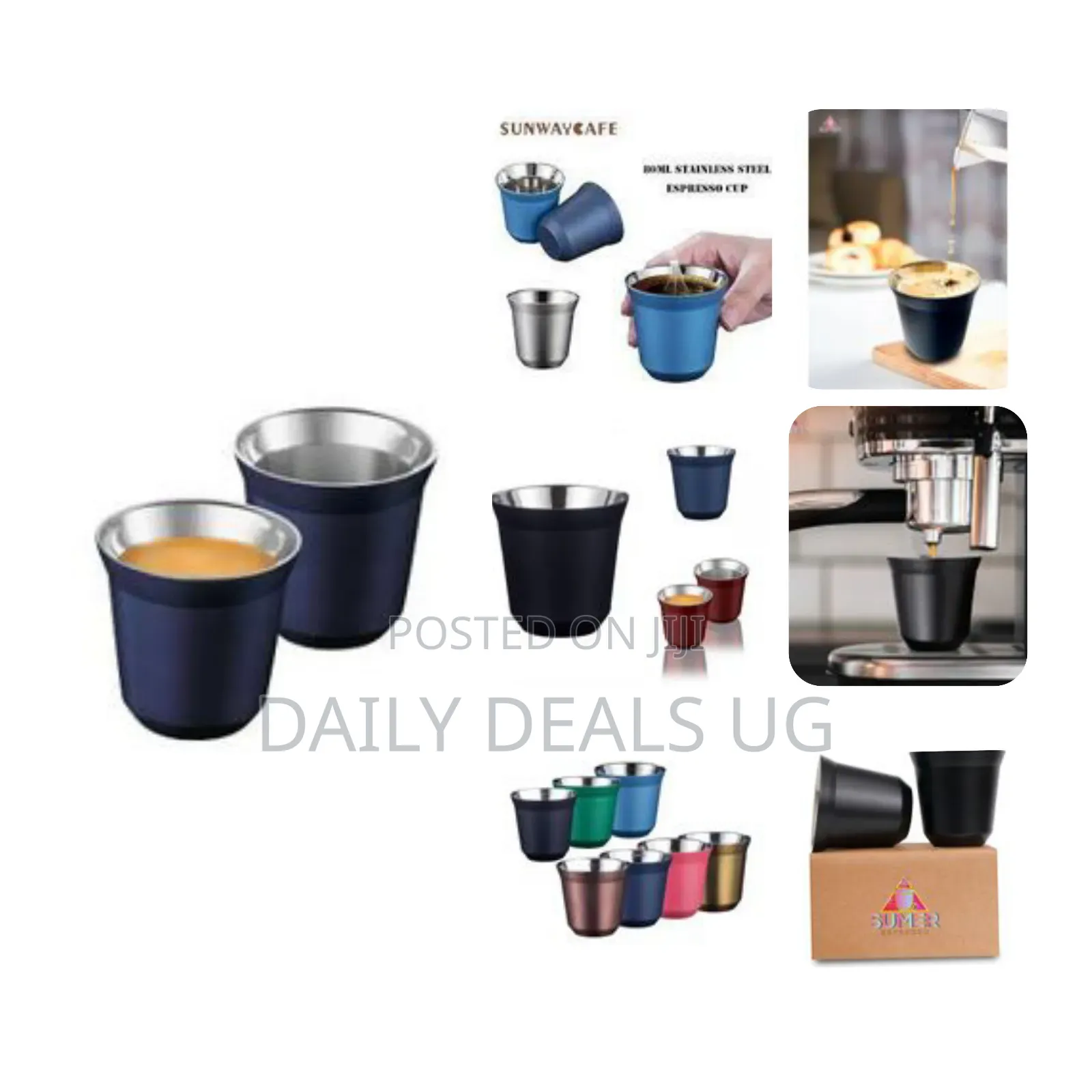 Espresso Cups Stainless Steel Set of 2 Pieces 80 Ml Double-Walled