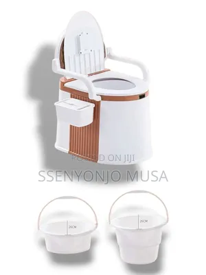 Portable Toilet With Detachable Bucket Roll Holder, Indoor/Outdoor.