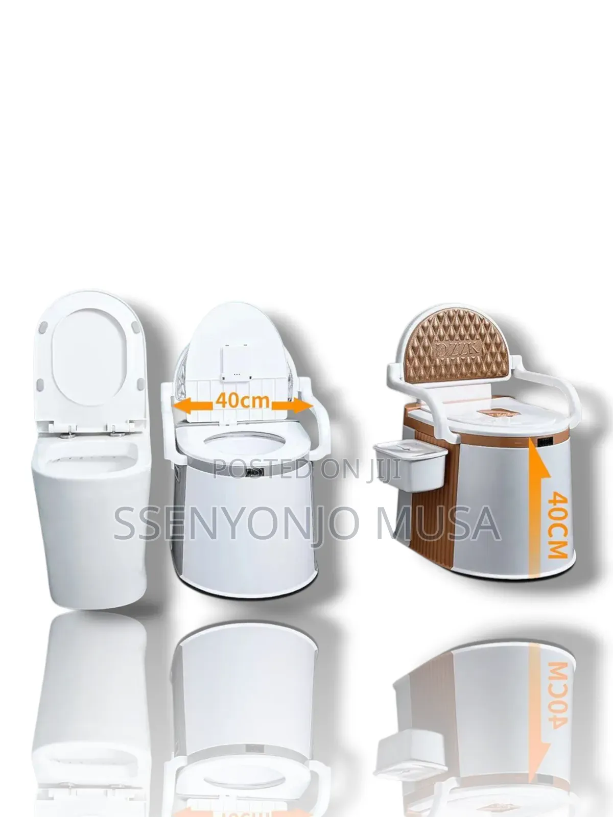 Portable Toilet With Detachable Bucket Roll Holder, Indoor/Outdoor.