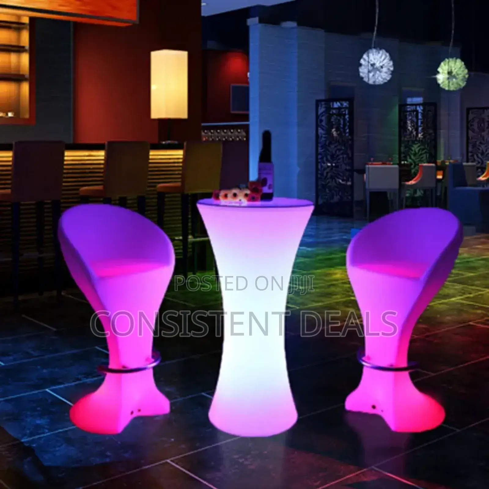 Led Luminous Bar Furniture Table With Seats