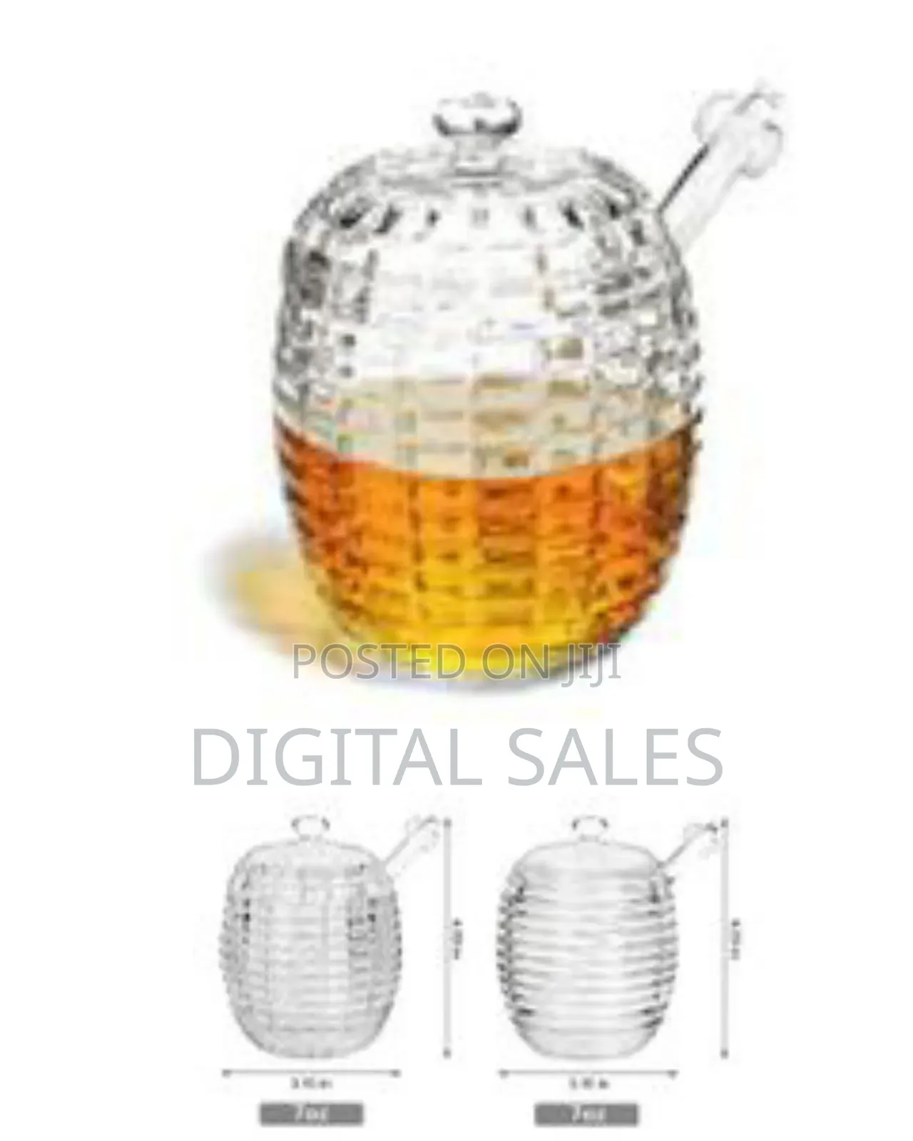 Crystal Glass Honey Pot Jam Jar With Honey Dipper Spoon
