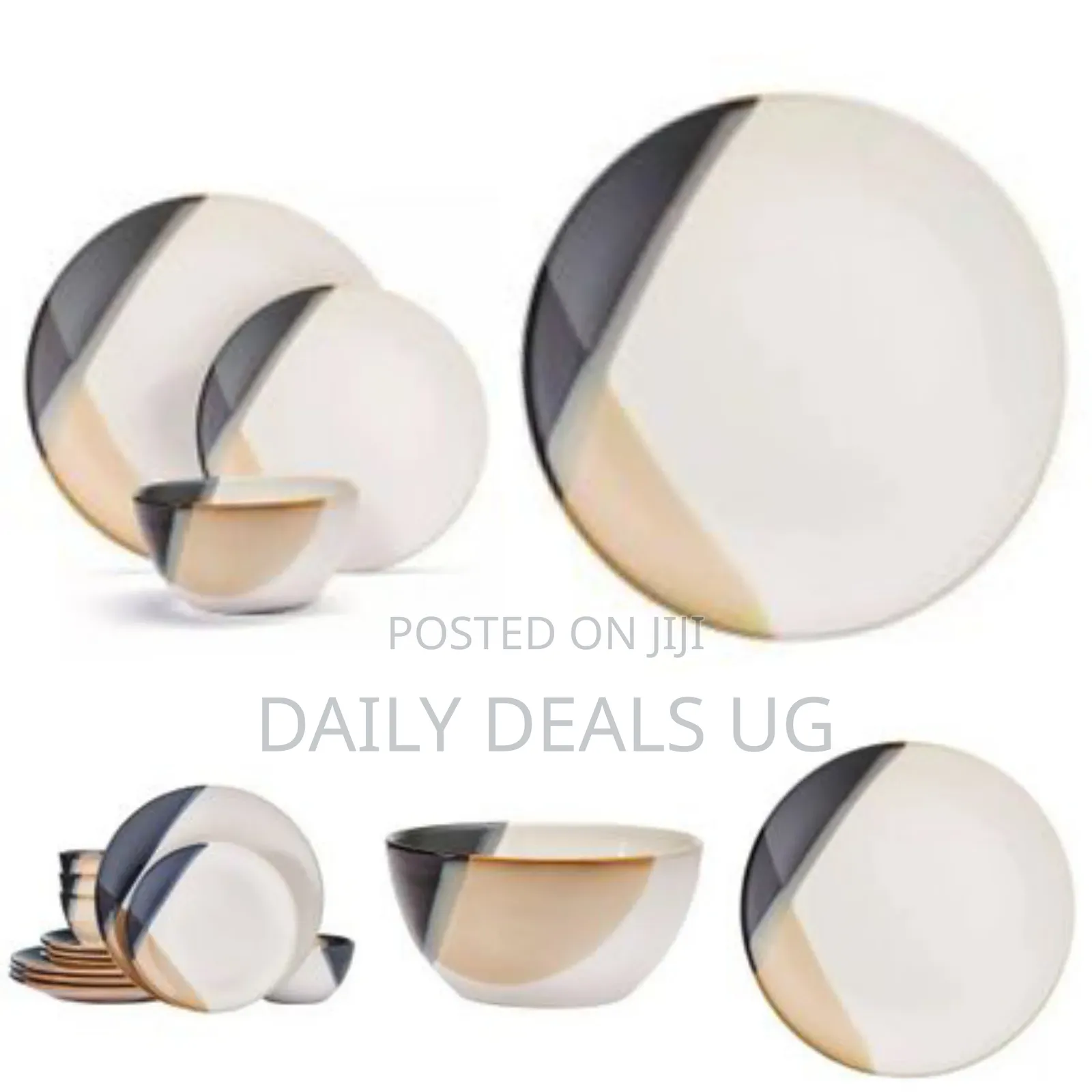 18 Piece Stoneware Partial Dinnerware Sets of 6, Modern Plates