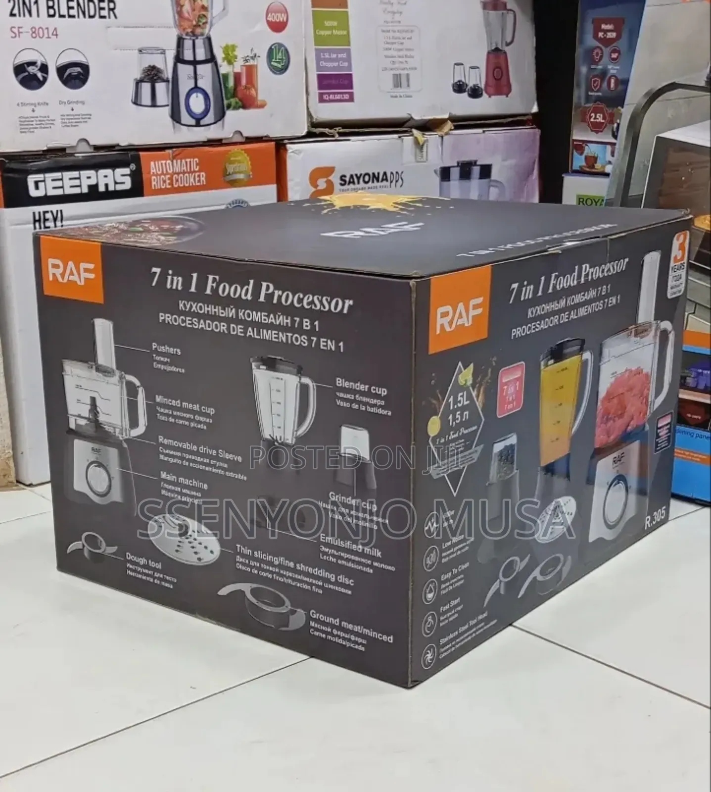 Raf 7-in-1 Food Processor, 600w Multi-Function Blender Juicer Mixer.
